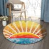 Sun Sunrise Round Carpet Floor Rug Living Room Bedroom Decor Round Area Rug Carpet