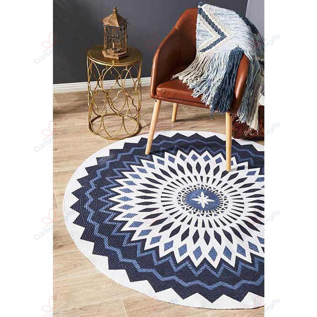 Sunburst Navy Round Carpet Floor Rug Living Room Bedroom Decor Round Area Rug Carpet Sunburst Navy Round Carpet Floor Rug Living Room Bedroom Decor Round Area Rug Carpet