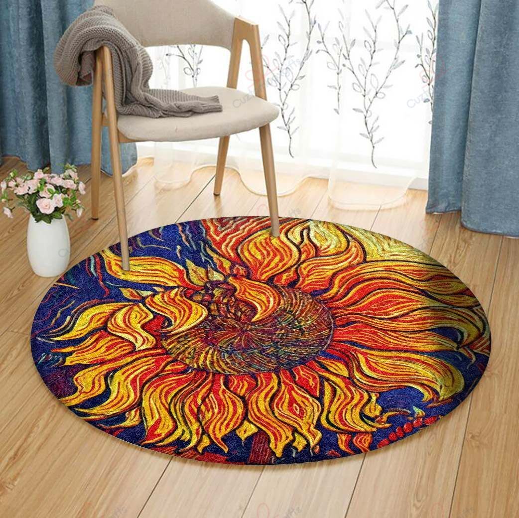 Sunflower 3 Round Carpet Floor Rug Living Room Bedroom Decor Round Area Rug Carpet Sunflower 3 Round Carpet Floor Rug Living Room Bedroom Decor Round Area Rug Carpet