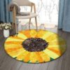 Sunflower And Bees Round Carpet Floor Rug Living Room Bedroom Decor Round Area Rug Carpet