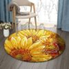 Sunflower And Butterfly Round Carpet Floor Rug Living Room Bedroom Decor Round Area Rug Carpet