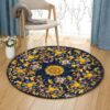 Sunflower And Leaves Round Carpet Floor Rug Living Room Bedroom Decor Round Area Rug Carpet