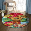 Sunflower And Mushroom Round Carpet Floor Rug Living Room Bedroom Decor Round Area Rug Carpet
