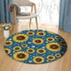 Sunflower And Snow Round Carpet Floor Rug Living Room Bedroom Decor Round Area Rug Carpet