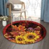 Sunflower Autumn Round Carpet Floor Rug Living Room Bedroom Decor Round Area Rug Carpet