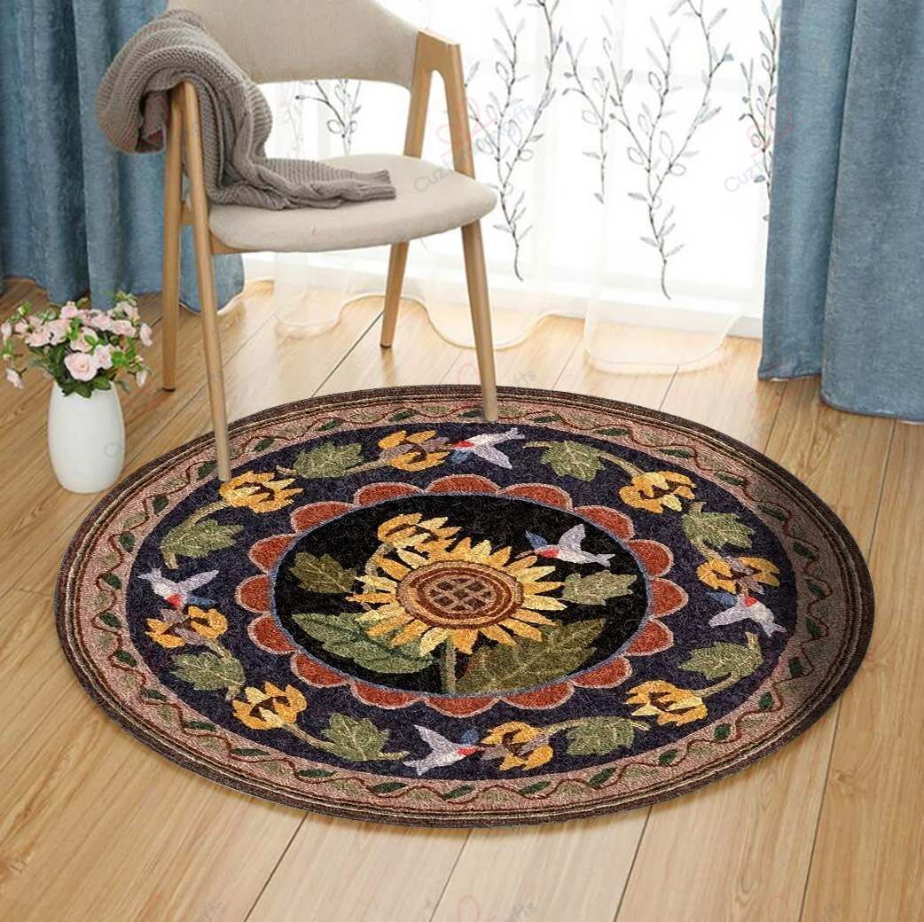 Sunflower Birds Round Carpet Floor Rug Living Room Bedroom Decor Round Area Rug Carpet Sunflower Birds Round Carpet Floor Rug Living Room Bedroom Decor Round Area Rug Carpet