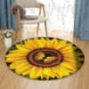 Sunflower Butterfly Round Carpet Floor Rug Living Room Bedroom Decor Round Area Rug Carpet