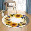 Sunflower Butterfly Round Carpet Floor Rug Living Room Bedroom Decor Round Area Rug Carpet