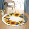 Sunflower Butterfly Round Carpet Floor Rug Living Room Bedroom Decor Round Area Rug Carpet