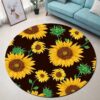 Sunflower Epilogue Round Carpet Floor Rug Living Room Bedroom Decor Round Area Rug Carpet