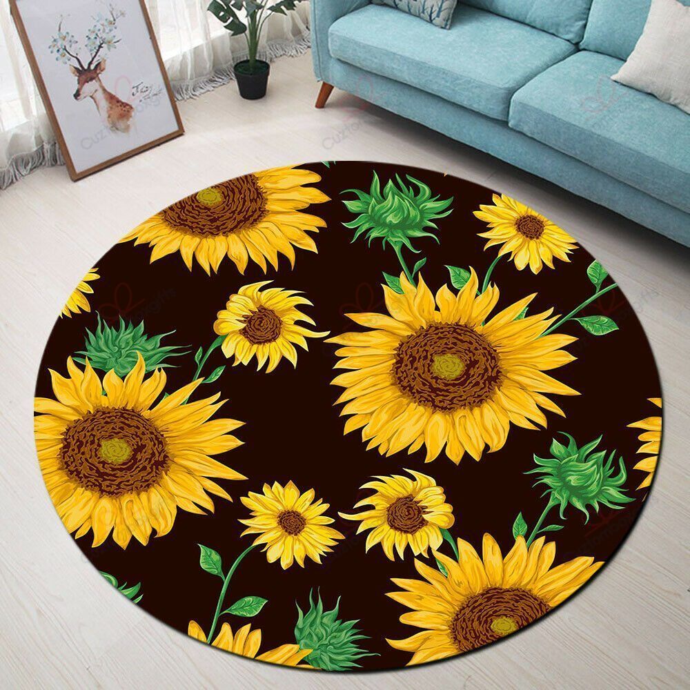 Sunflower Epilogue Round Carpet Floor Rug Living Room Bedroom Decor Round Area Rug Carpet Sunflower Epilogue Round Carpet Floor Rug Living Room Bedroom Decor Round Area Rug Carpet