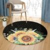 Sunflower Flower Round Carpet Floor Rug Living Room Bedroom Decor Round Area Rug Carpet