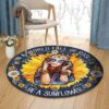 Sunflower Girl Round Carpet Floor Rug Living Room Bedroom Decor Round Area Rug Carpet