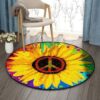 Sunflower Hippie Round Carpet Floor Rug Living Room Bedroom Decor Round Area Rug Carpet