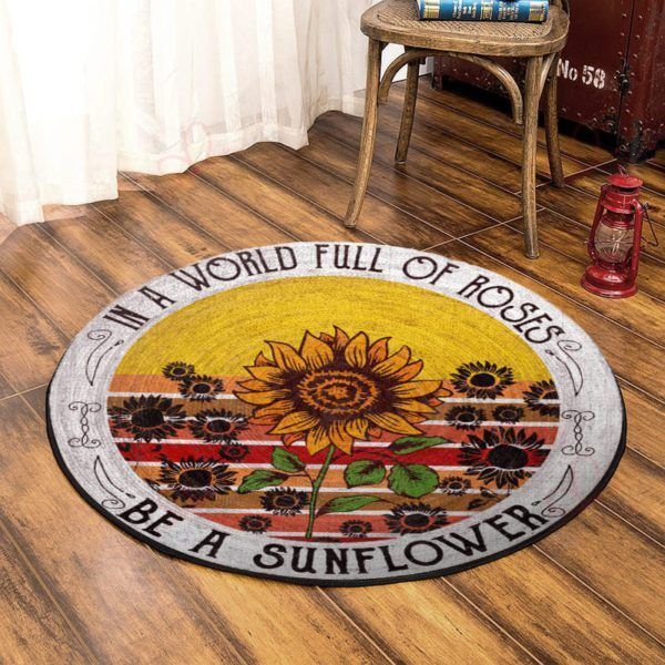 Sunflower In A World Of Roses Round Carpet Floor Rug Living Room Bedroom Decor Round Area Rug Carpet Sunflower In A World Of Roses Round Carpet Floor Rug Living Room Bedroom Decor Round Area Rug Carpet