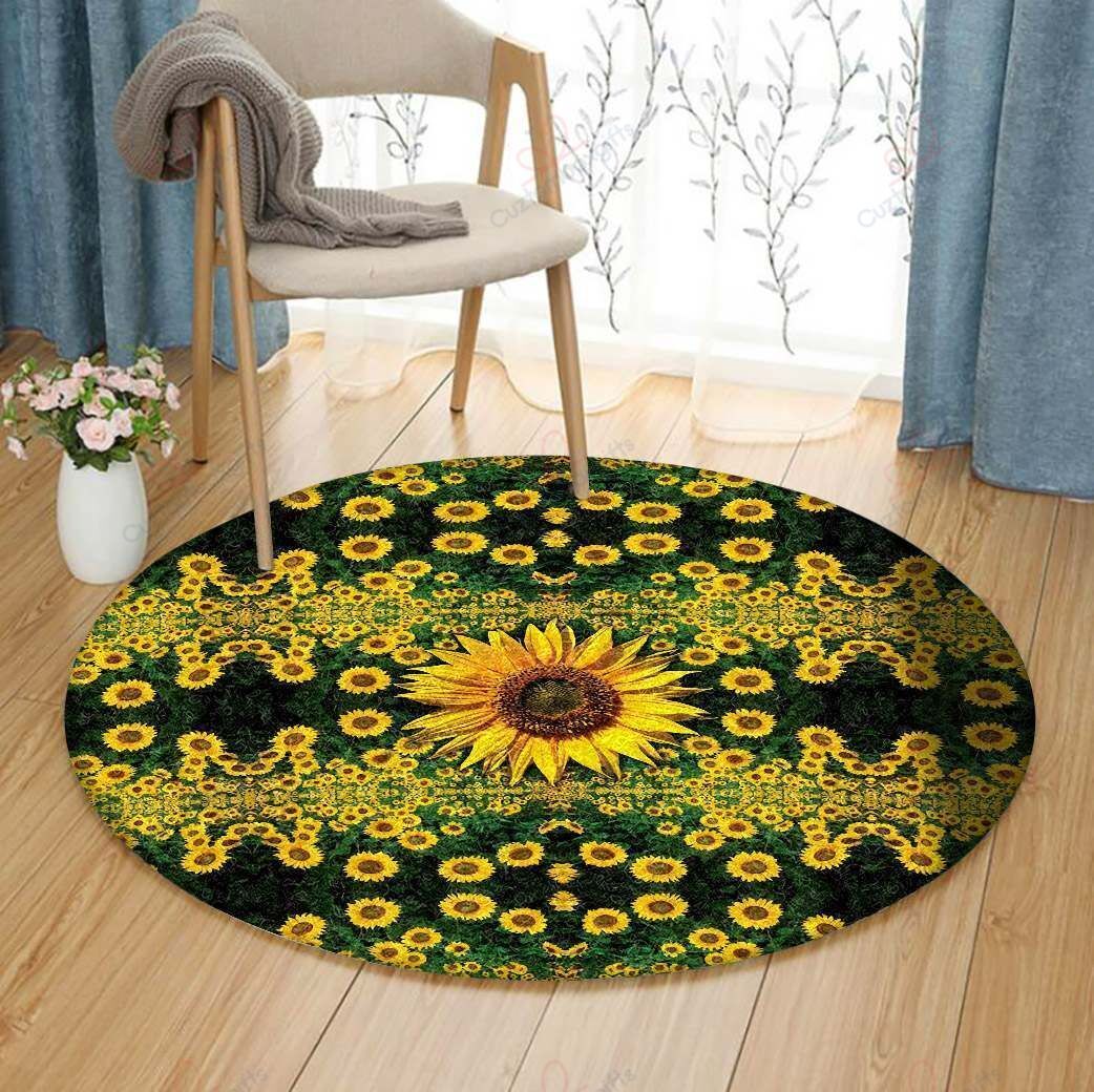 Sunflower Lines Round Carpet Floor Rug Living Room Bedroom Decor Round Area Rug Carpet Sunflower Lines Round Carpet Floor Rug Living Room Bedroom Decor Round Area Rug Carpet