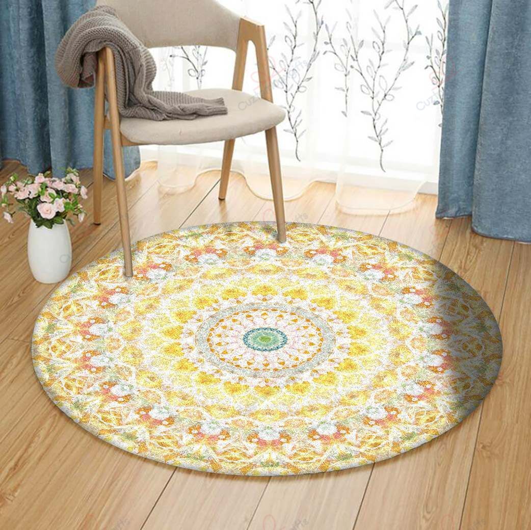 Sunflower Mandala Round Carpet Floor Rug Living Room Bedroom Decor Round Area Rug Carpet Sunflower Mandala Round Carpet Floor Rug Living Room Bedroom Decor Round Area Rug Carpet