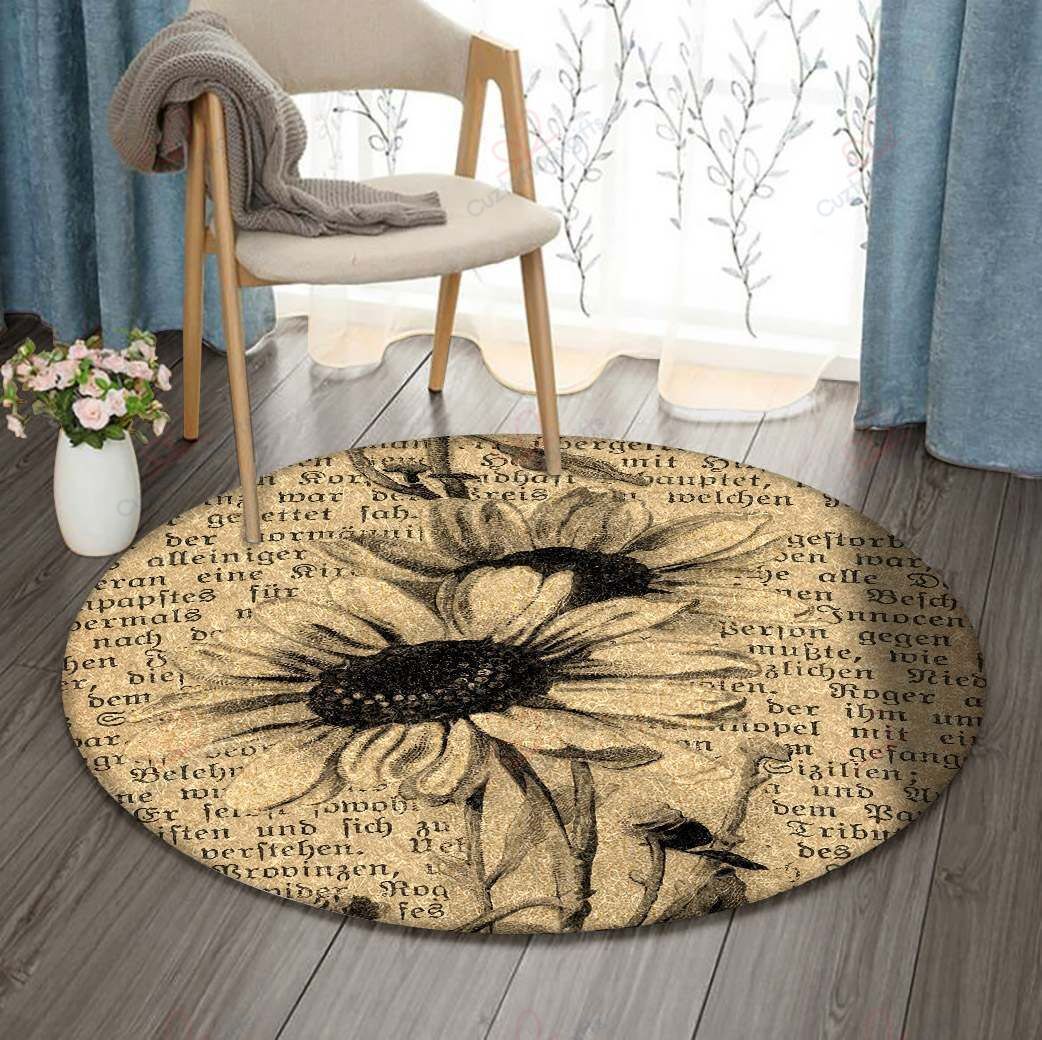 Sunflower Newspaper Round Carpet Floor Rug Living Room Bedroom Decor Round Area Rug Carpet Sunflower Newspaper Round Carpet Floor Rug Living Room Bedroom Decor Round Area Rug Carpet