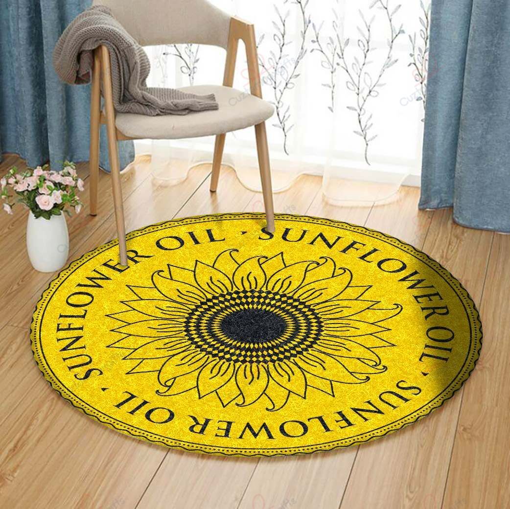 Sunflower Oil Round Carpet Floor Rug Living Room Bedroom Decor Round Area Rug Carpet Sunflower Oil Round Carpet Floor Rug Living Room Bedroom Decor Round Area Rug Carpet