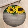 Sunflower On Floor Round Carpet Floor Rug Living Room Bedroom Decor Round Area Rug Carpet