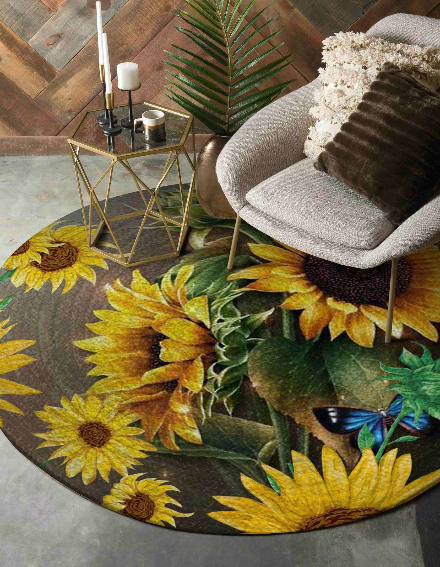 Sunflower Painting Round Carpet Floor Rug Living Room Bedroom Decor Round Area Rug Carpet Sunflower Painting Round Carpet Floor Rug Living Room Bedroom Decor Round Area Rug Carpet