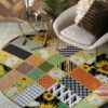 Sunflower Pattern 1 Round Carpet Floor Rug Living Room Bedroom Decor Round Area Rug Carpet
