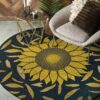 Sunflower Pattern Round Carpet Floor Rug Living Room Bedroom Decor Round Area Rug Carpet