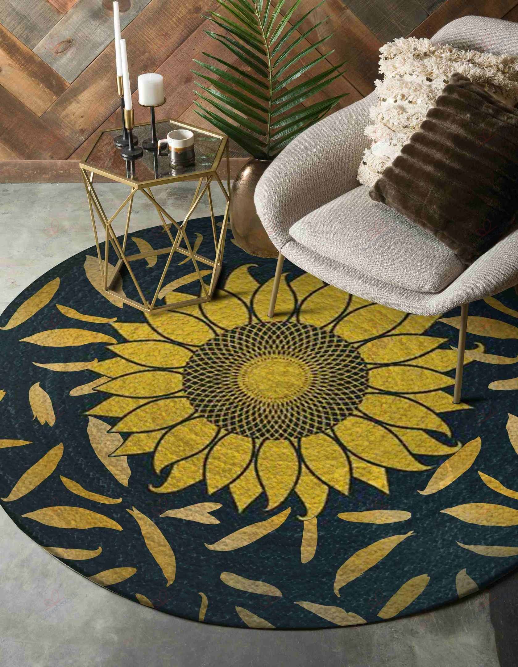 Sunflower Pattern Round Carpet Floor Rug Living Room Bedroom Decor Round Area Rug Carpet Sunflower Pattern Round Carpet Floor Rug Living Room Bedroom Decor Round Area Rug Carpet