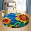 Sunflower Sea Round Carpet Floor Rug Living Room Bedroom Decor Round Area Rug Carpet