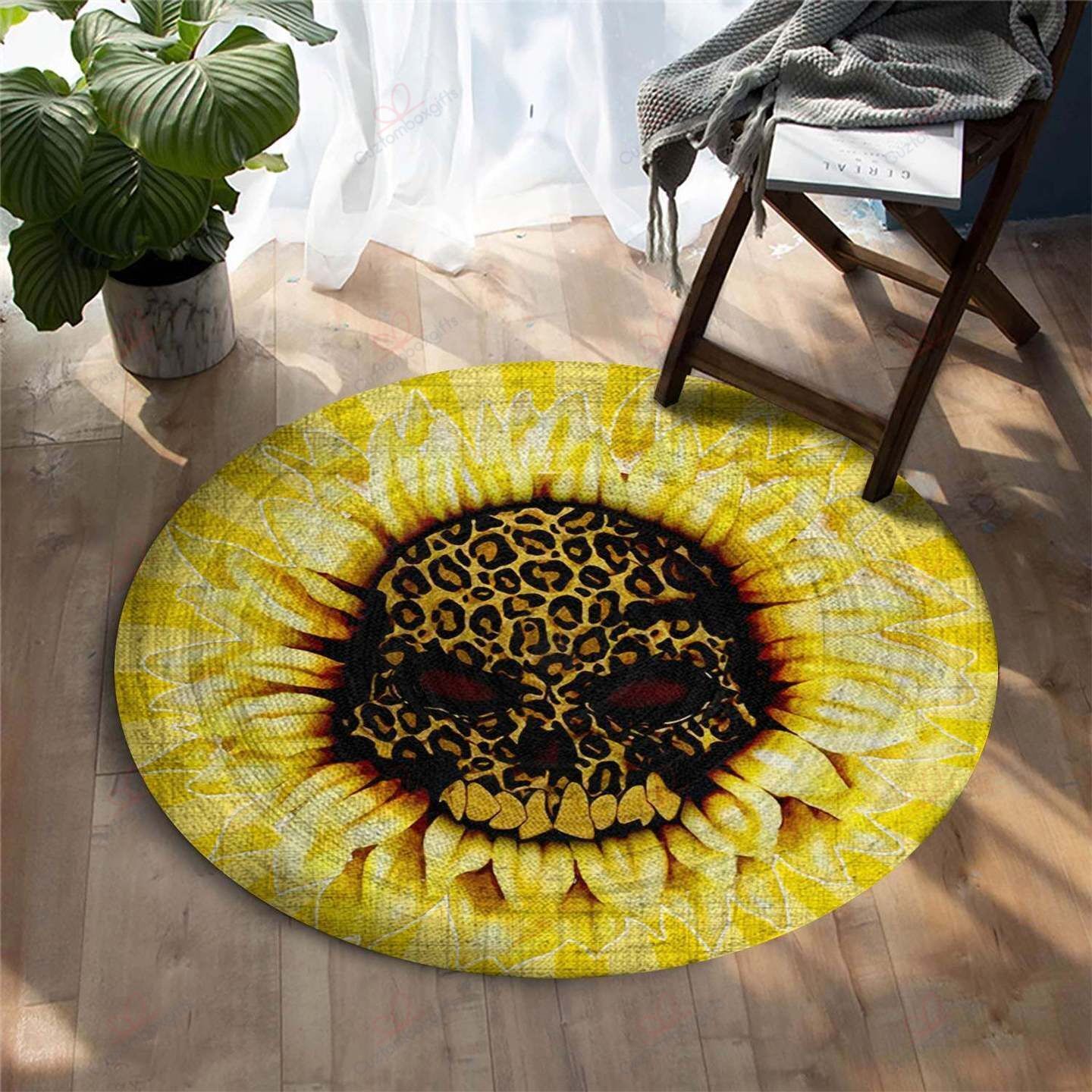 Sunflower Skull Round Carpet Floor Rug Living Room Bedroom Decor Round Area Rug Carpet Sunflower Skull Round Carpet Floor Rug Living Room Bedroom Decor Round Area Rug Carpet