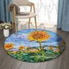 Sunflower Sky Round Carpet Floor Rug Living Room Bedroom Decor Round Area Rug Carpet