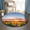 Sunflower Sunset Round Carpet Floor Rug Living Room Bedroom Decor Round Area Rug Carpet