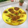 Sunflower Vase Round Carpet Floor Rug Living Room Bedroom Decor Round Area Rug Carpet