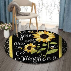 Sunflower You Are My Sunshine Round Carpet Floor Rug Living Room Bedroom Decor Round Area Rug Carpet