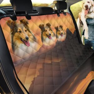Sunset And Shetland Sheepdog Design Car Back Seat Cover Dog Car Seat Covers - d943fd5112a7