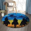 Sunset Cowboy Round Carpet Floor Rug Living Room Bedroom Decor Round Area Rug Carpet