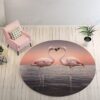 Sunset Pink Round Flamingo Round Carpet Floor Rug Living Room Bedroom Decor Round Area Rug Carpet