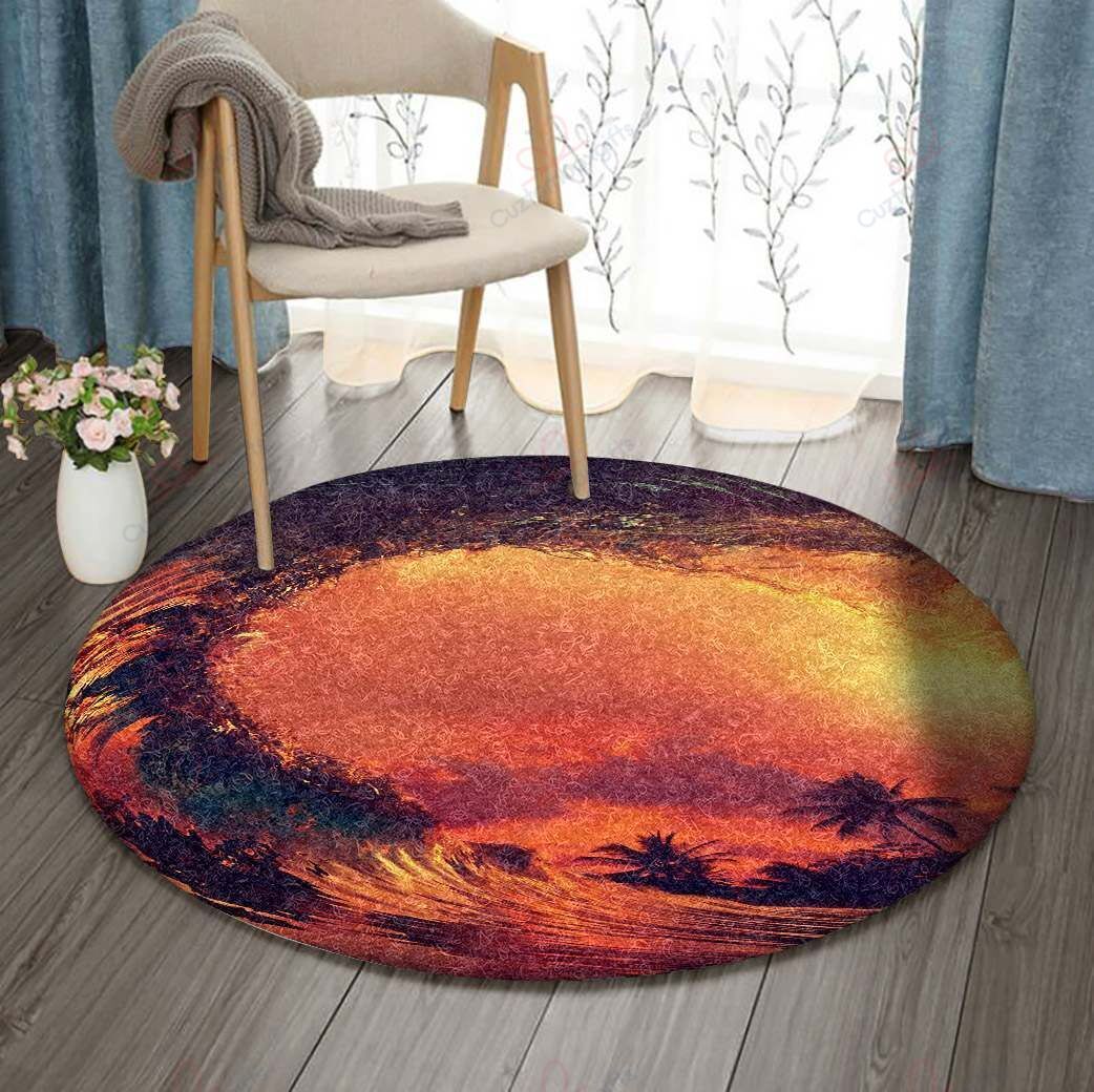 Sunset Wave Round Carpet Floor Rug Living Room Bedroom Decor Round Area Rug Carpet Sunset Wave Round Carpet Floor Rug Living Room Bedroom Decor Round Area Rug Carpet