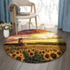 Sunshine Sunflower Farm Round Carpet Floor Rug Living Room Bedroom Decor Round Area Rug Carpet