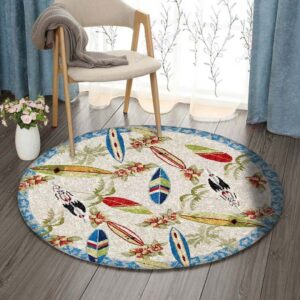 Surf Boards Round Carpet Floor Rug Living Room Bedroom Decor Round Area Rug Carpet