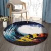 Surf Round Carpet Floor Rug Living Room Bedroom Decor Round Area Rug Carpet