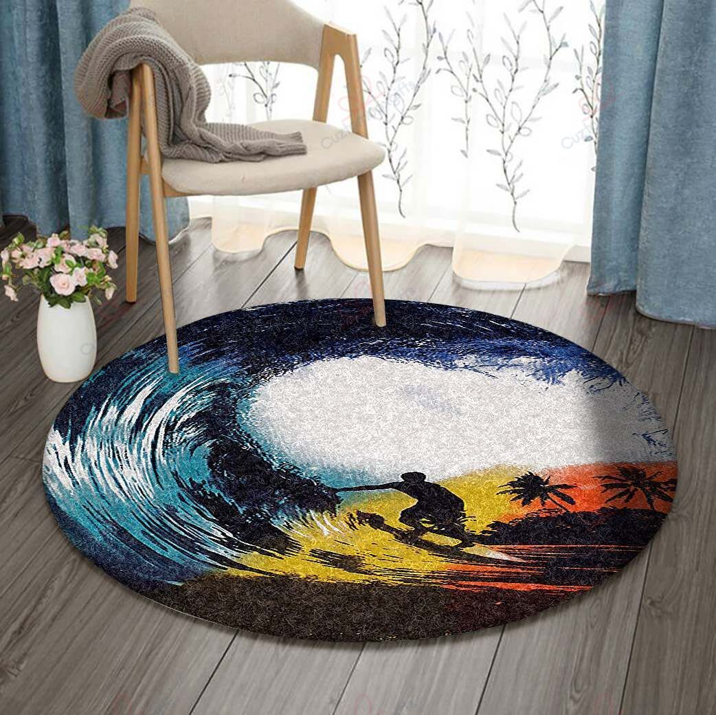 Surf Round Carpet Floor Rug Living Room Bedroom Decor Round Area Rug Carpet Surf Round Carpet Floor Rug Living Room Bedroom Decor Round Area Rug Carpet