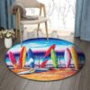 Surfboard Beach Round Carpet Floor Rug Living Room Bedroom Decor Round Area Rug Carpet