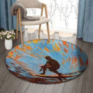 Surfing Round Carpet Floor Rug Living Room Bedroom Decor Round Area Rug Carpet