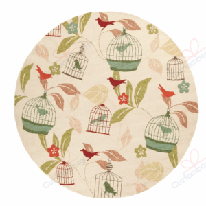 Surya Rain Bird Round Carpet Floor Rug Living Room Bedroom Decor Round Area Rug Carpet
