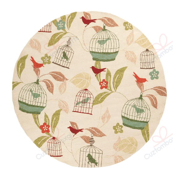 Surya Rain Bird Round Carpet Floor Rug Living Room Bedroom Decor Round Area Rug Carpet Surya Rain Bird Round Carpet Floor Rug Living Room Bedroom Decor Round Area Rug Carpet