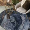 Swan And Girl Round Carpet Floor Rug Living Room Bedroom Decor Round Area Rug Carpet