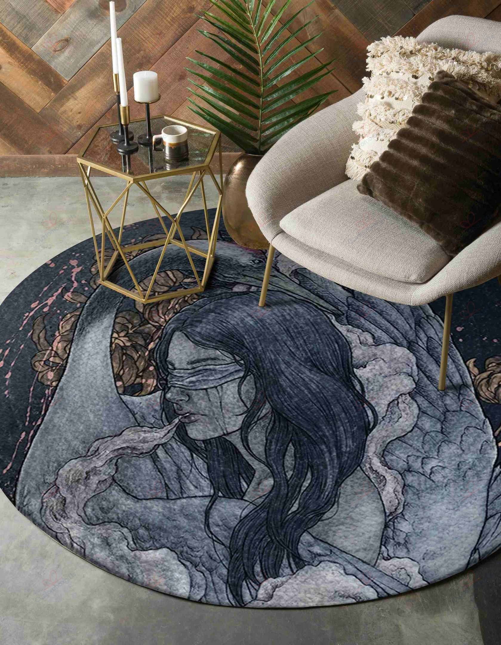 Swan And Girl Round Carpet Floor Rug Living Room Bedroom Decor Round Area Rug Carpet Swan And Girl Round Carpet Floor Rug Living Room Bedroom Decor Round Area Rug Carpet
