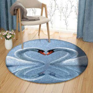 Swan Couple Round Carpet Floor Rug Living Room Bedroom Decor Round Area Rug Carpet