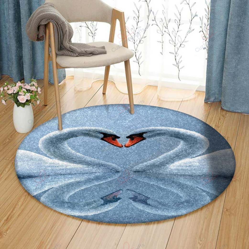 Swan Couple Round Carpet Floor Rug Living Room Bedroom Decor Round Area Rug Carpet Swan Couple Round Carpet Floor Rug Living Room Bedroom Decor Round Area Rug Carpet